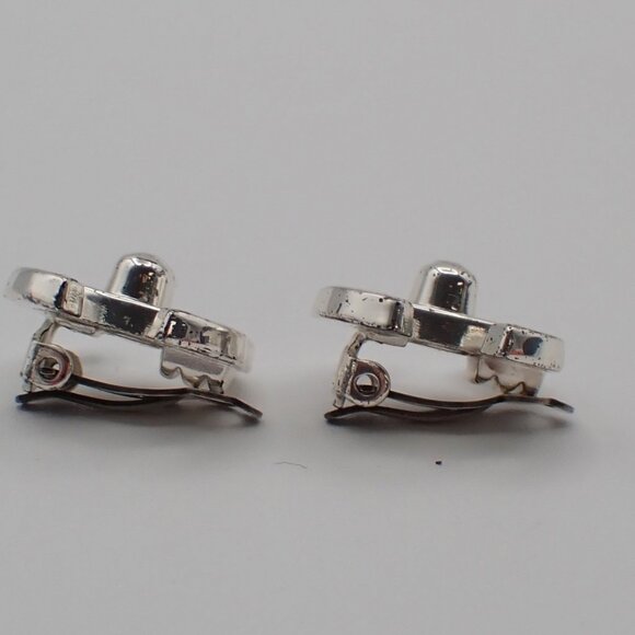 CHANEL CC Logo Earrings Clip-On 96A Silver Accessory France Vintage - Picture 3 of 10